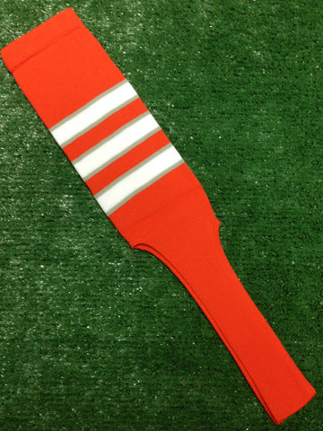 Baseball Stirrups 8" Orange with White Stripes Trimmed with Gray
