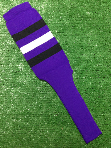 Baseball Stirrups 8" Purple with Three Stripes Black White Black