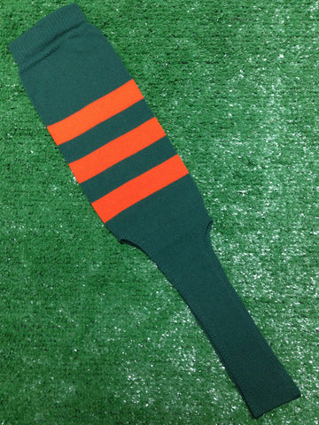 Baseball Stirrups 8" Dark Green with Three Orange Stripes
