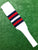 Baseball Stirrups 8" White with Navy and Red Stripes