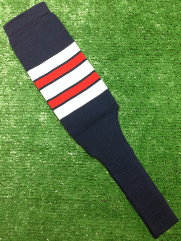 Baseball Stirrups 8" Navy Blue with Red White and Navy Stripes