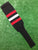 Baseball Stirrups 8" Black with Three Stripes Red White Red