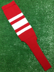 Baseball Stirrups 4", 6" or 8" Red with Thin Thick Thin White Stripes