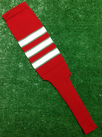 Baseball Stirrups 8" Red with White Stripes Trimmed with Gray