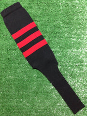 Baseball Stirrups 8" Black with Three Red Stripes