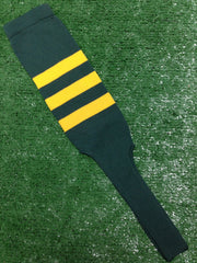 Baseball Stirrups 8" Dark Green with Three Gold Stripes