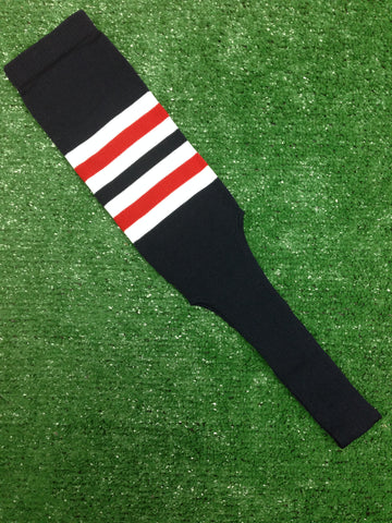 Baseball Stirrups 4" or 8" Navy Blue with White and Red Stripes