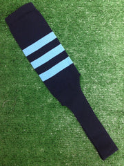 Baseball Stirrups 8" Navy with Three Columbia Blue Stripes